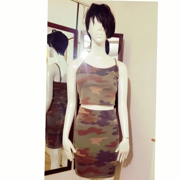 Fashion Nova | Skirts | Camo Skirt Set Olivecombo Size L | Poshmark